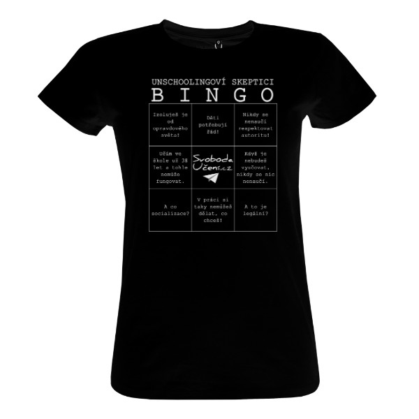 Tričko s potiskem Unschooling bingo (FB)