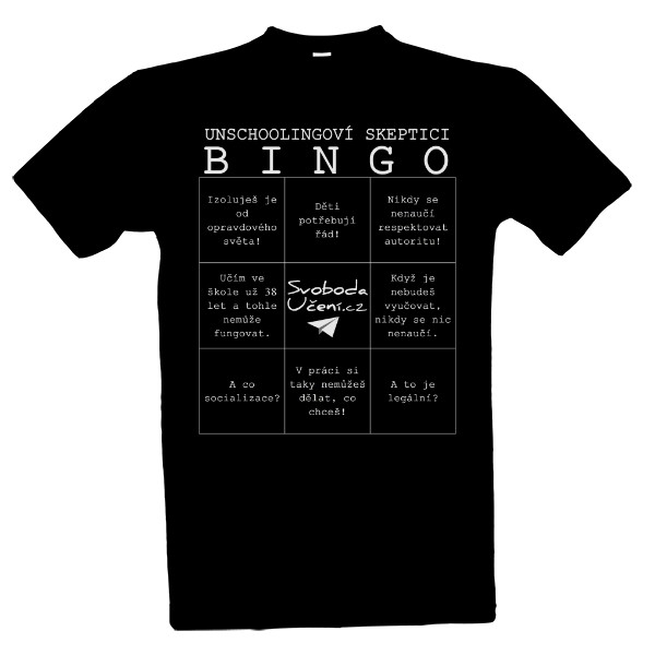 Tričko s potiskem Unschooling bingo (MB)
